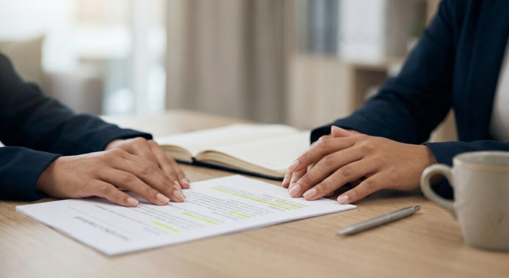 Auditoria Contratual Trabalhista: Blindagem de PI e Segredos - ilustração de gestor de RH auditando contrato trabalhista