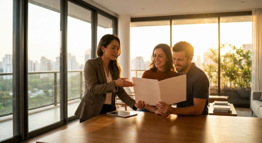 Blindando a Cláusula de Exclusividade Imobiliária - ilustração de corretor de imóveis revisando contrato