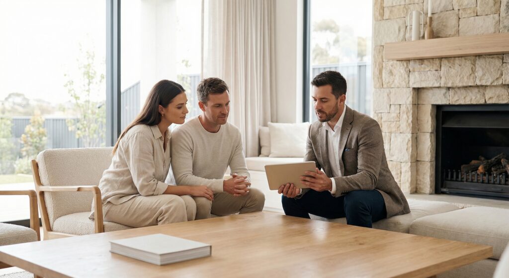 Cláusula de Arras: Como Blindar sua Comissão - ilustração de corretor de imóveis revisando contrato