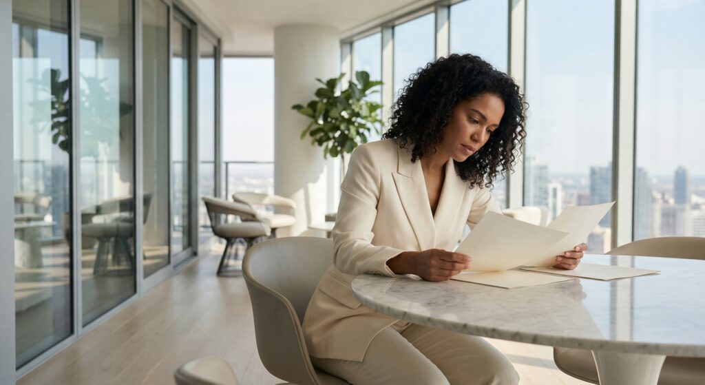 Cláusula de Exclusividade Imobiliária: Como Blindar - ilustração de corretor de imóveis revisando contrato