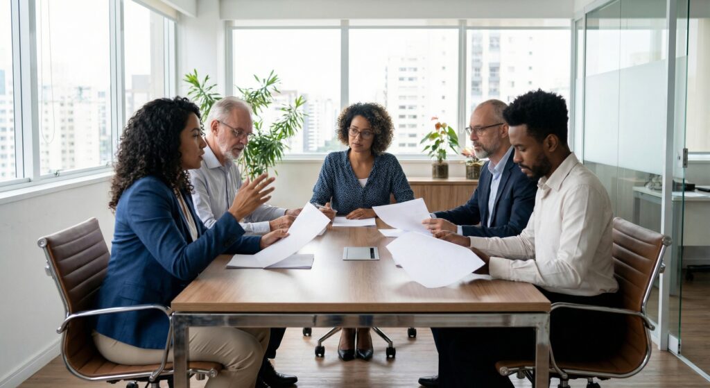 Cláusula de não concorrência: O erro que o RH comete - ilustração de gestor de RH auditando contrato trabalhista