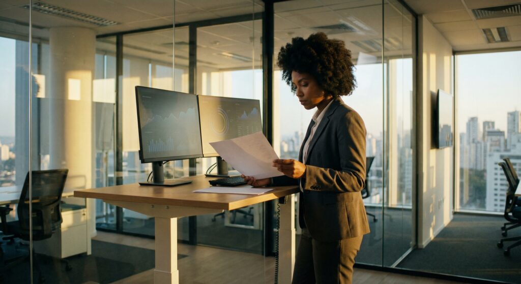 Propriedade Intelectual no Contrato de Trabalho: O Risco Real - ilustração de gestor de RH auditando contrato trabalhista